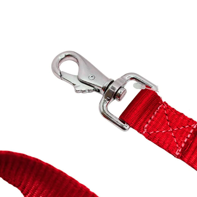 Heavy-Duty Flat Dog Leash for Small to Large Dogs - Red