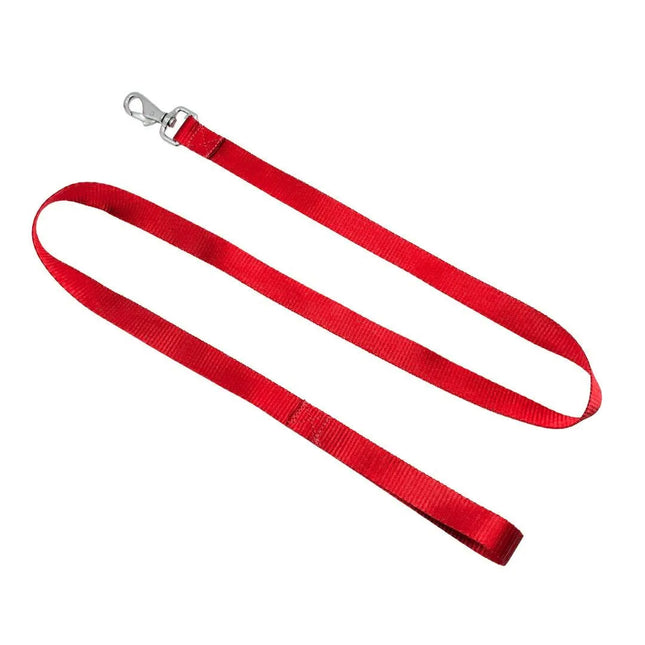 Heavy-Duty Flat Dog Leash for Small to Large Dogs - Red