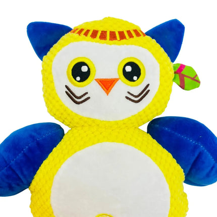Colorful Owl Soft Plush & Rope Dog Toy