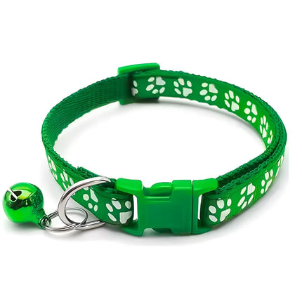 Fancy Green Paw Printed Puppy Collar Puppy and Cats