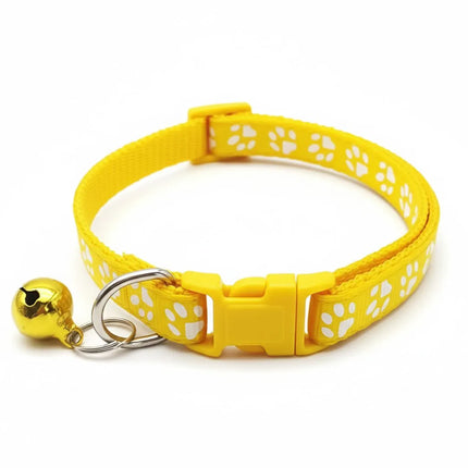 Fancy Yellow Paw Printed Puppy Collar Puppy and Cats