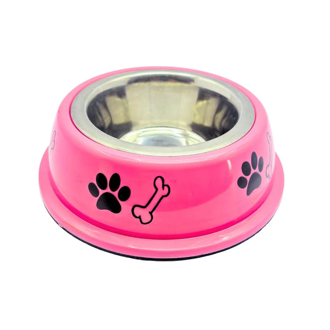 Dog Printed Pet Food Bowl - Small - Pink