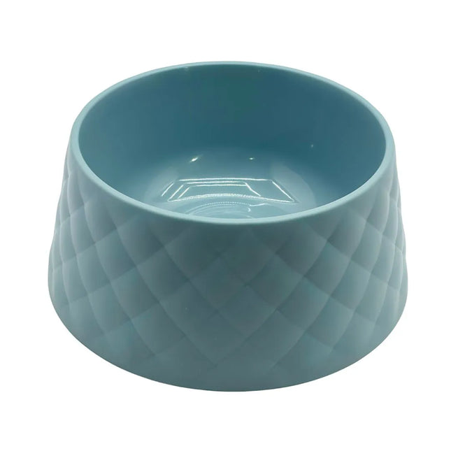 Pet Feeding Bowl Quilted Texture Metallic Grey