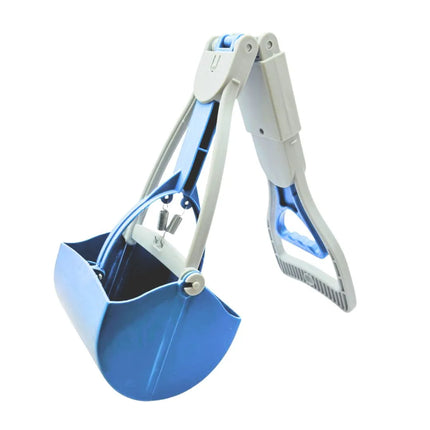 Long-Handled Foldable Poop Scooper - Light Blue
