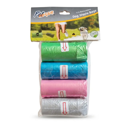 Biodegradable Poop Bags Roll Pack for Easy Pick Up for Dogs & Cats - Multicolor (4 Rolls)