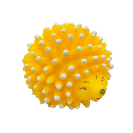 Spiky Yellow Squeaky Porcupine Dog Toy