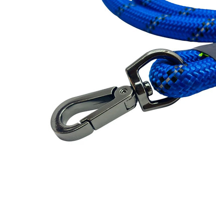 Reflective Blue Rope Dog Leash with Comfort Handle