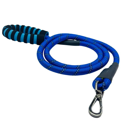 Reflective Blue Rope Dog Leash with Comfort Handle