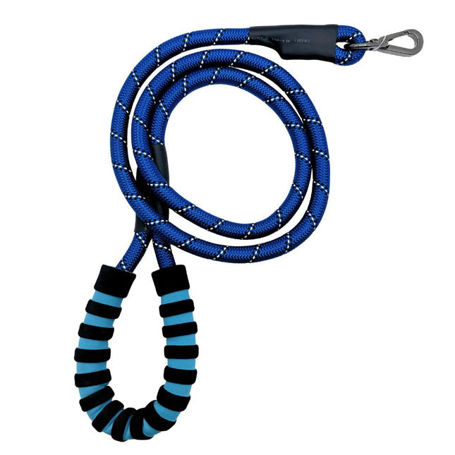 Reflective Blue Rope Dog Leash with Comfort Handle