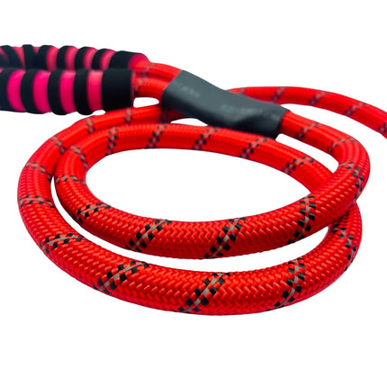 Reflective Red Rope Dog Leash with Comfort Handle