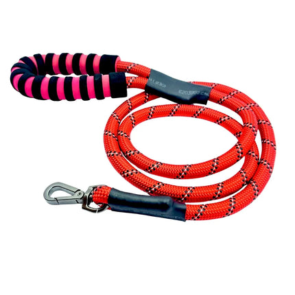 Reflective Red Rope Dog Leash with Comfort Handle