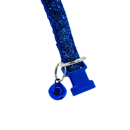 Adjustable shimmering navy blue collar with bell for kittens and puppies