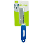Single-Sided Pet Grooming Comb with Rubber Handle - Blue