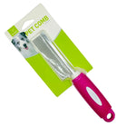 Single-Sided Pet Grooming Comb with Rubber Handle - Pink