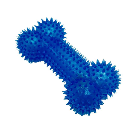 Flashing, Spiky Blue Squeaky Bone Dog Toy