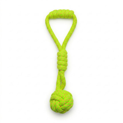 Rope Ball Dog Toy with Handle for Tug, Chew & Fetch Play - Neon Green & Orange