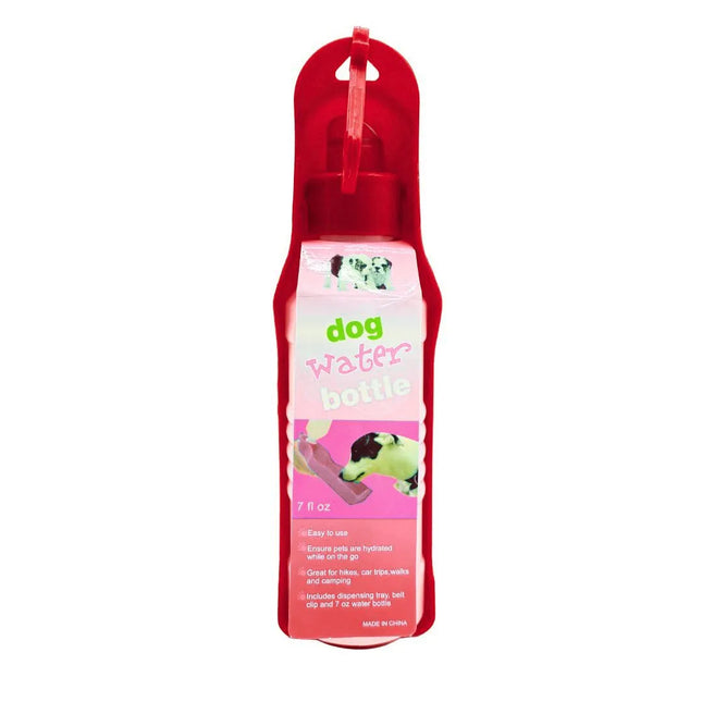 Portable Dog Water Bottle with Dispensing Trough - Red