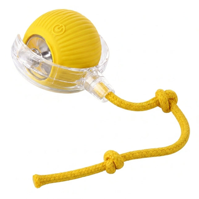 Smart Interactive Running Ball Toy with Tail for Dogs & Cats | USB Rechargeable (3 Modes) - YELLOW